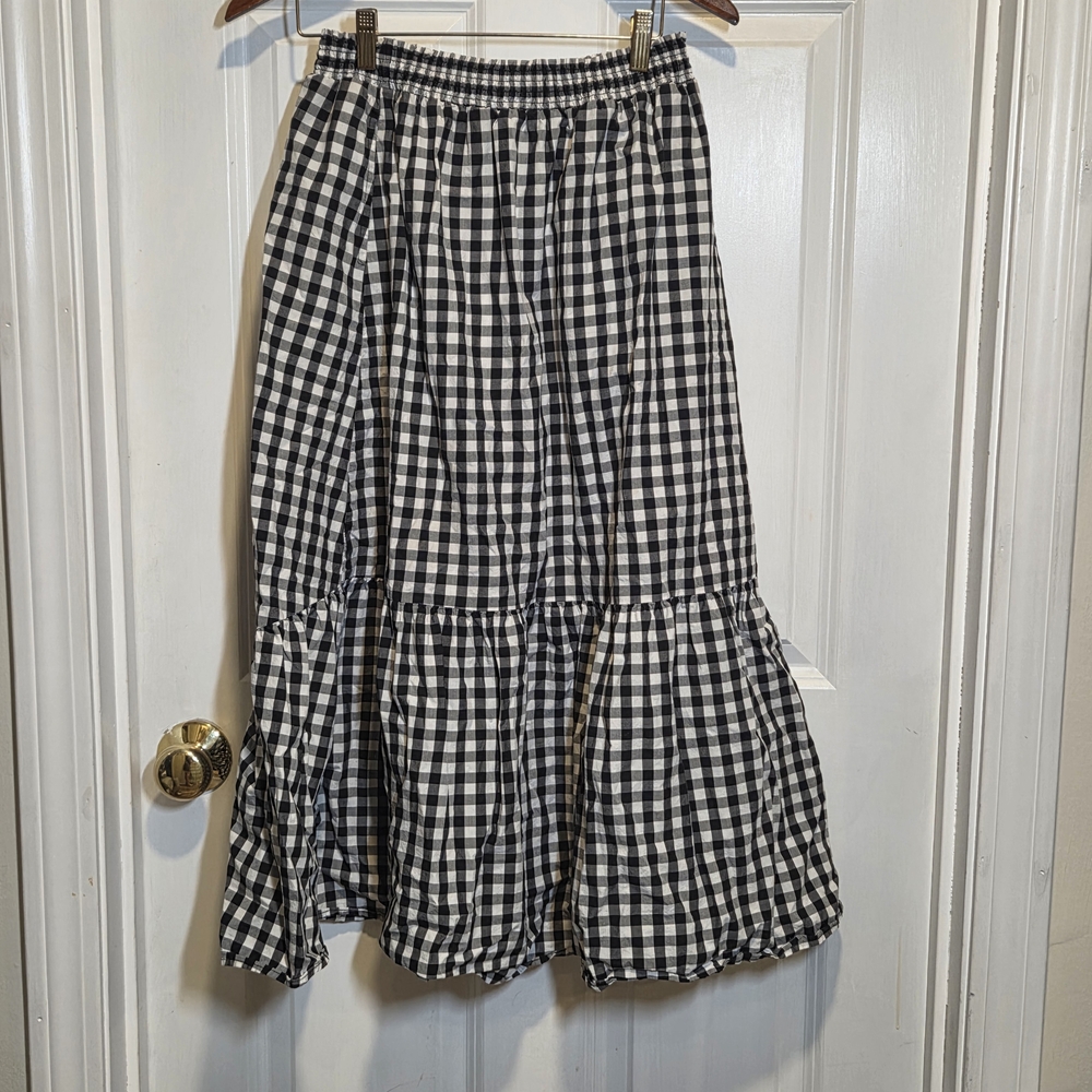 Who What Wear Checkered Midi Skirt